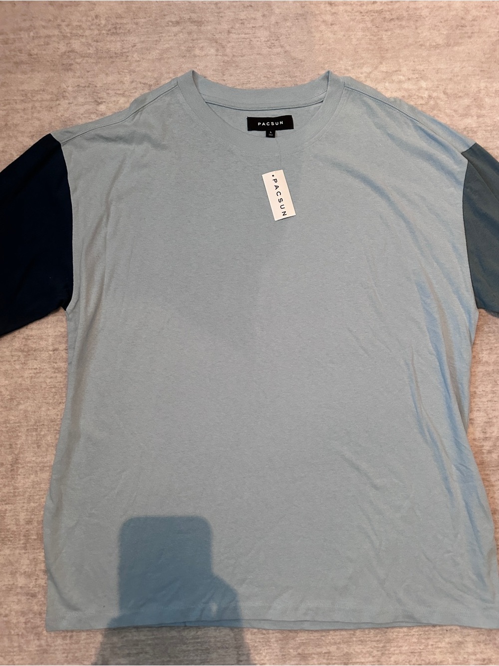PacSun Men's Two-Tone Short Sleeve Tee - Light Blue & Navy